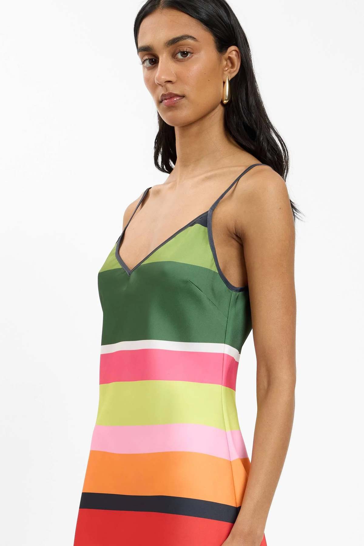 WITH HARPER LU Bias Mini Dress - Emerald Stripe - Image 3 of 5
