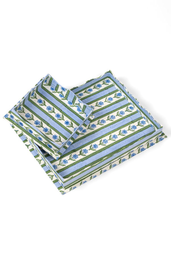 Inner Child Nesting Scalloped Cottage Garden Blockprint Trays