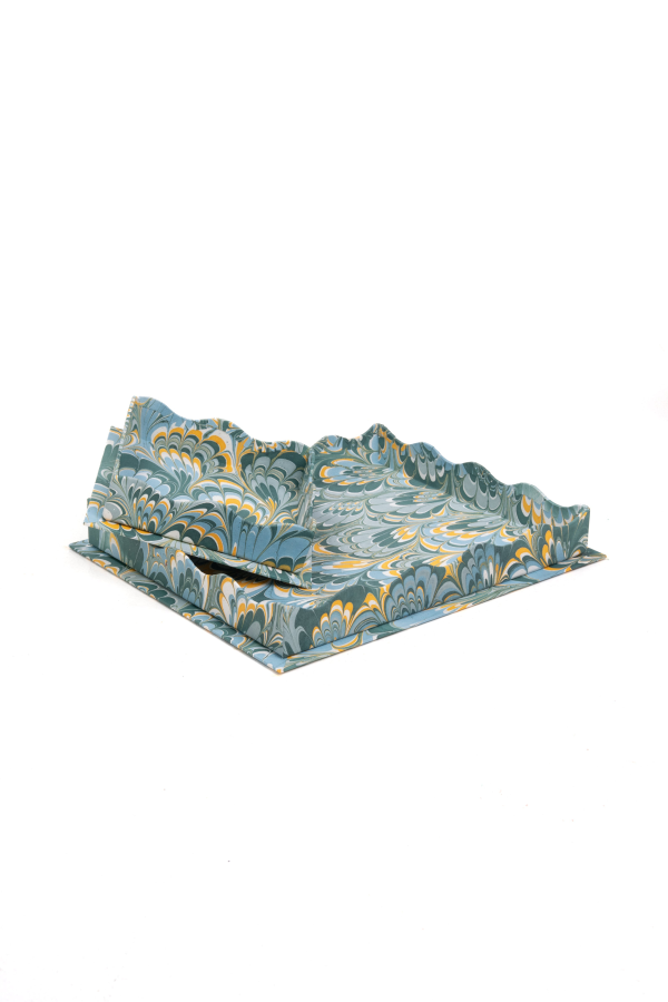 Inner Child Nesting Scalloped Hand-Marbled Trays