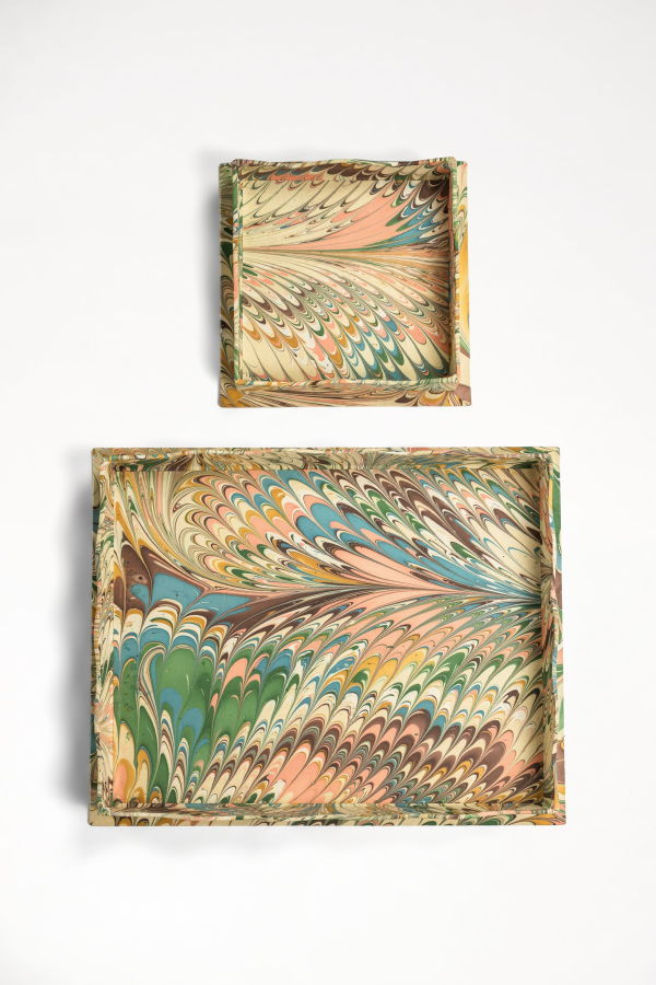 Inner Child Nesting Scalloped Hand-Marbled Trays - Flatiron Feathers