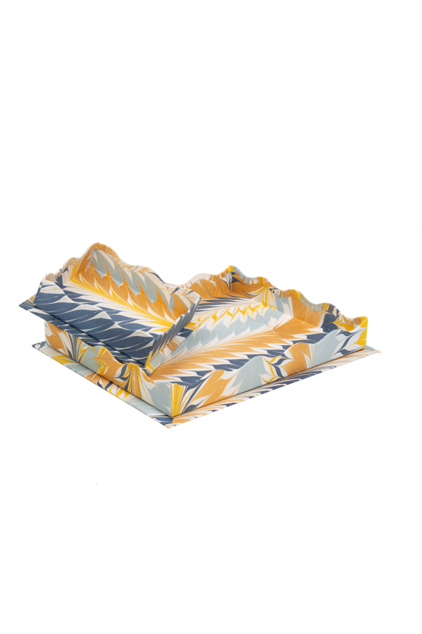 Inner Child Nesting Scalloped Hand-Marbled Trays