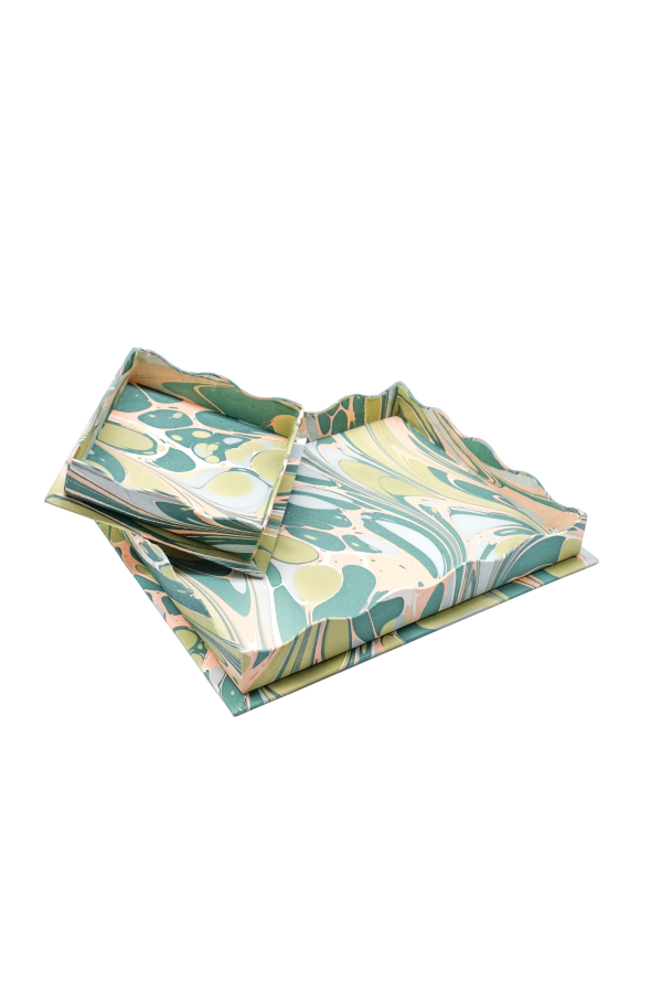 Inner Child Nesting Scalloped Hand-Marbled Trays