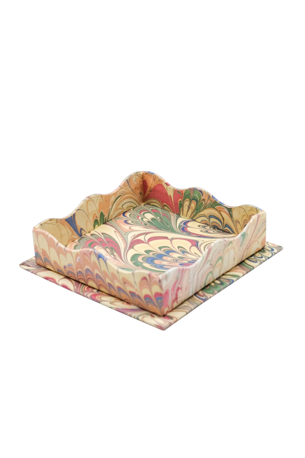 Inner Child Nesting Scalloped Hand-Marbled Trays