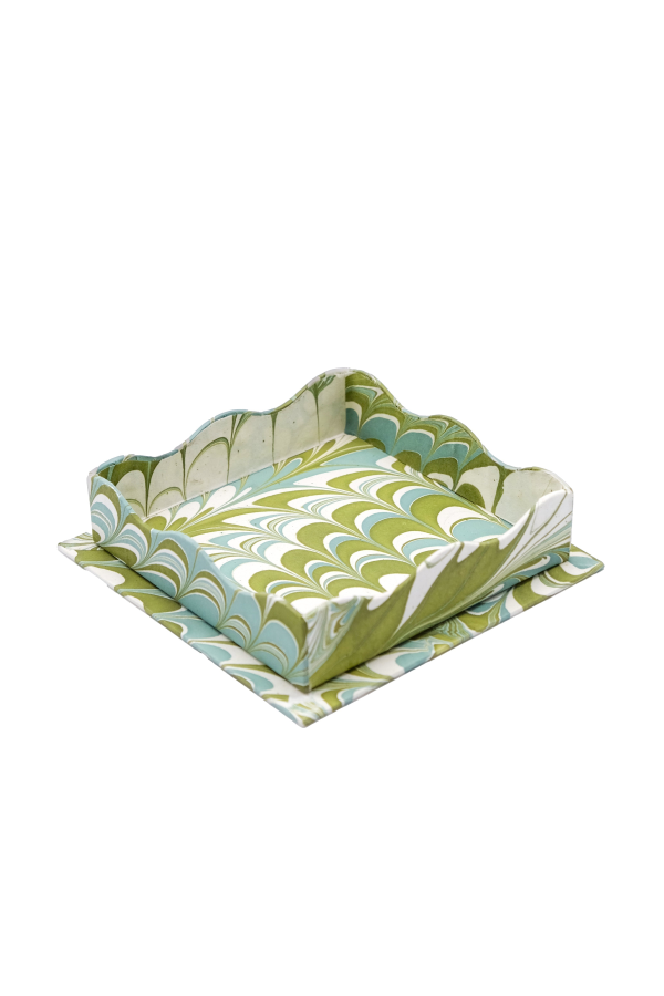 Inner Child Nesting Scalloped Hand-Marbled Trays
