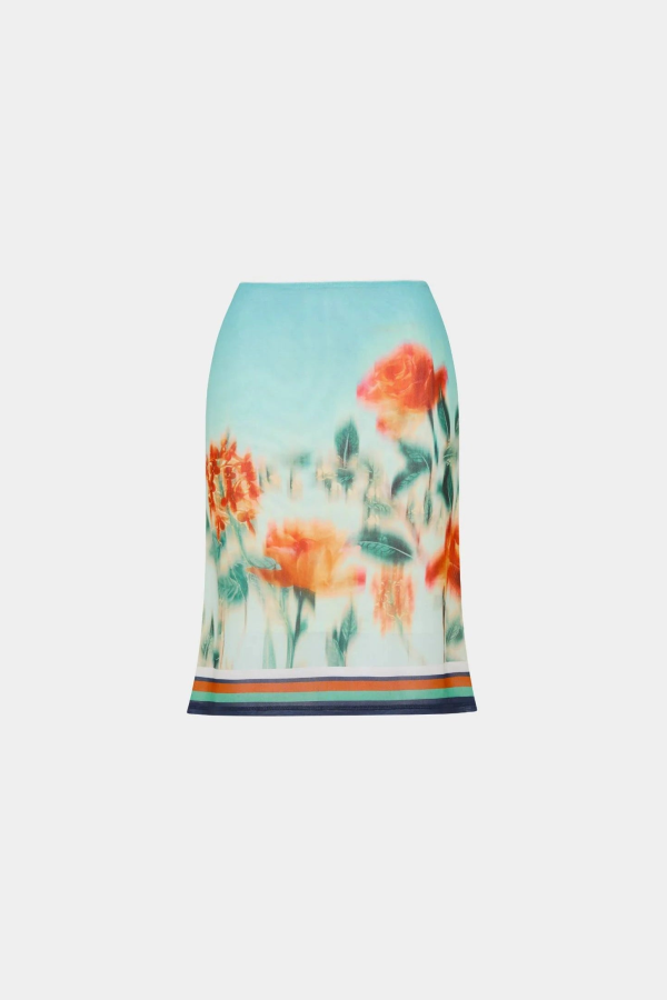 WITH HARPER LU Mesh Midi Skirt - Baby Blue