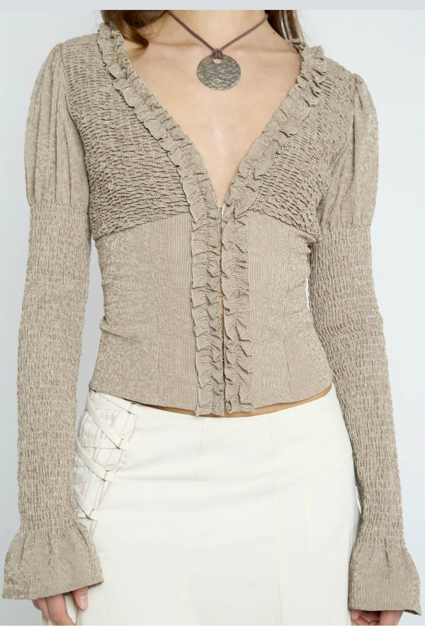 DAISY STREET Ripple Long Sleeve Blouse