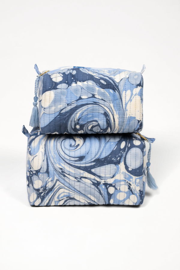 Inner Child Ocean Wave Hand-Marbled Cosmetic Bag