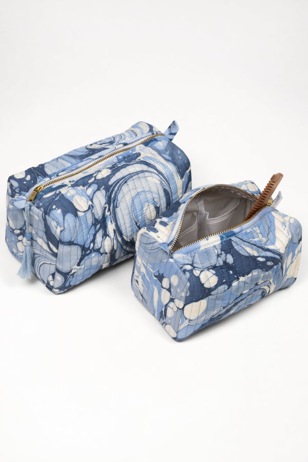 Inner Child Ocean Wave Hand-Marbled Cosmetic Bag