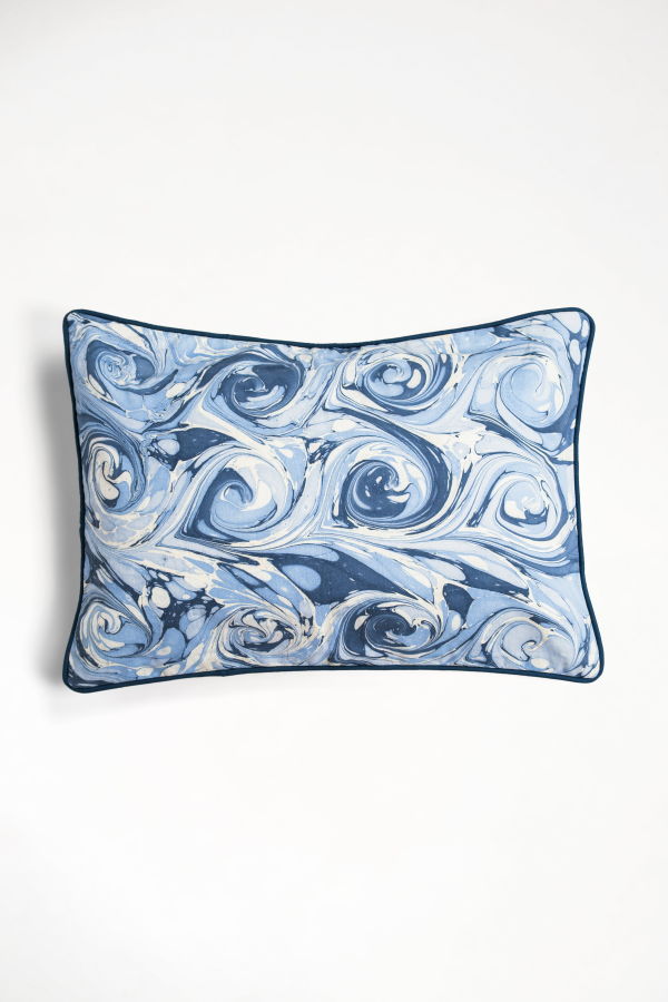 Inner Child Ocean Wave Hand-Marbled Pillow