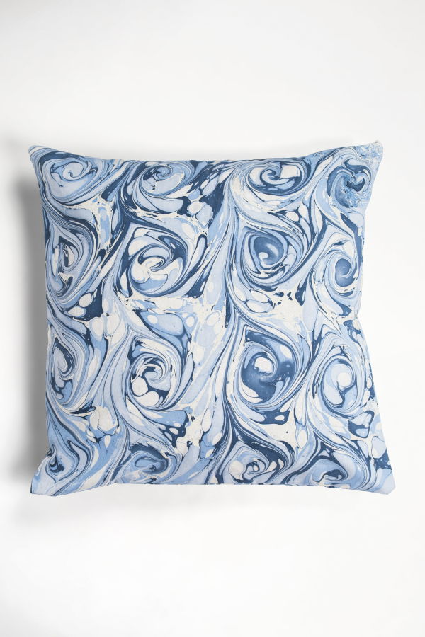 Inner Child Ocean Wave Hand-Marbled Square Pillow, 20x20