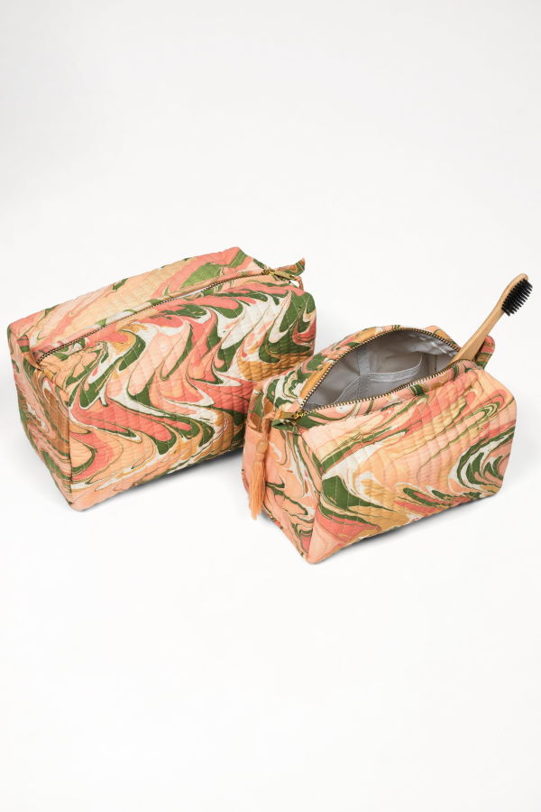 Inner Child Peony Bloom Hand-Marbled Cosmetic Bag