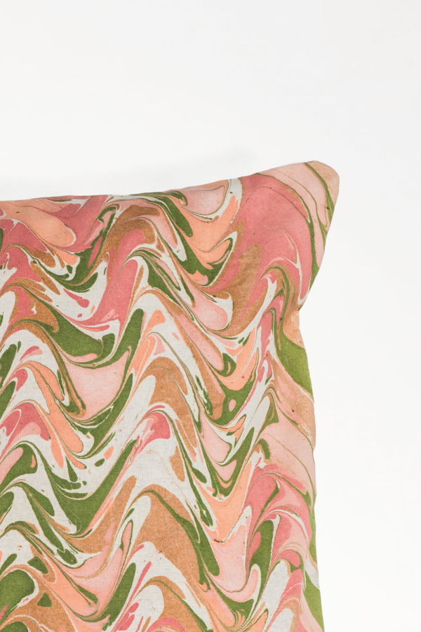 Inner Child Peony Bloom Hand-Marbled Square Pillow