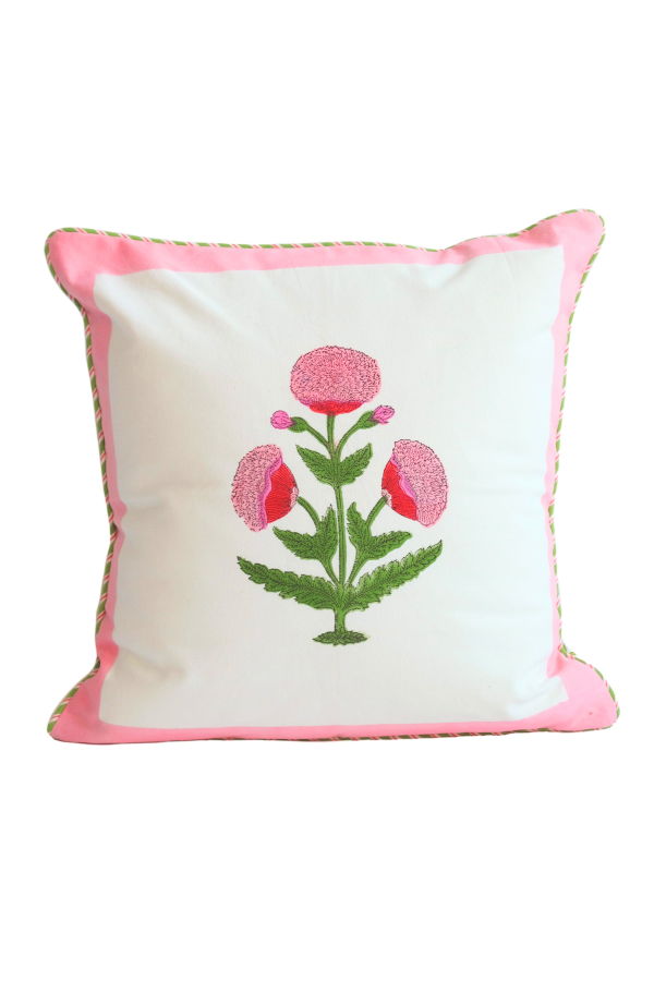 Inner Child Poppy Blockprint Pillow