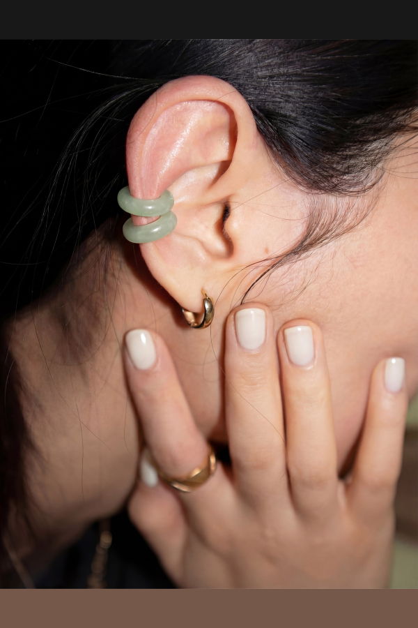 seree Abby Single Jade Cuff Earring - Pale Green