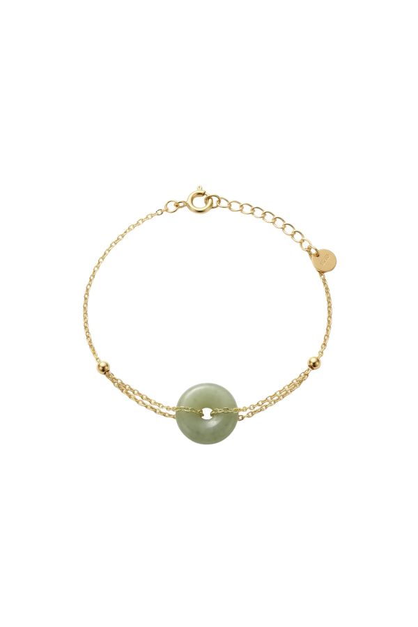 seree Coin Green jade gold bracelet - Green/Gold