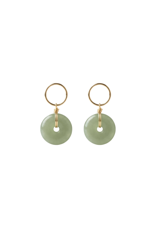 Seree Coin Jade Hollow Earrings - Green