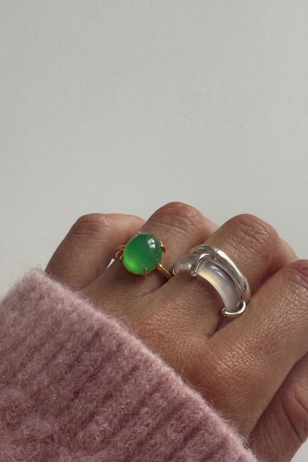 seree Dew Green Jade Stone Ring - Green