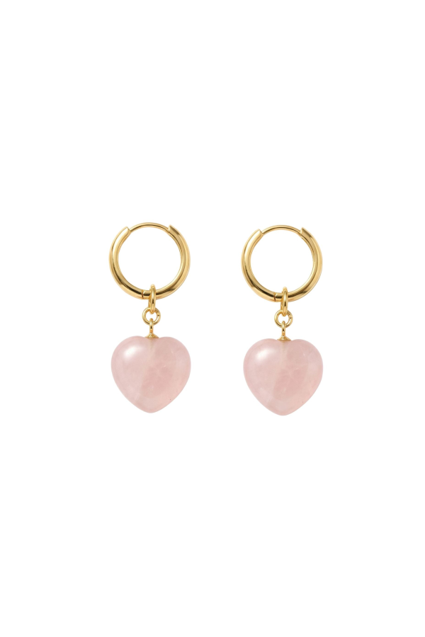 seree Heart Jade stone charm earrings - Pink