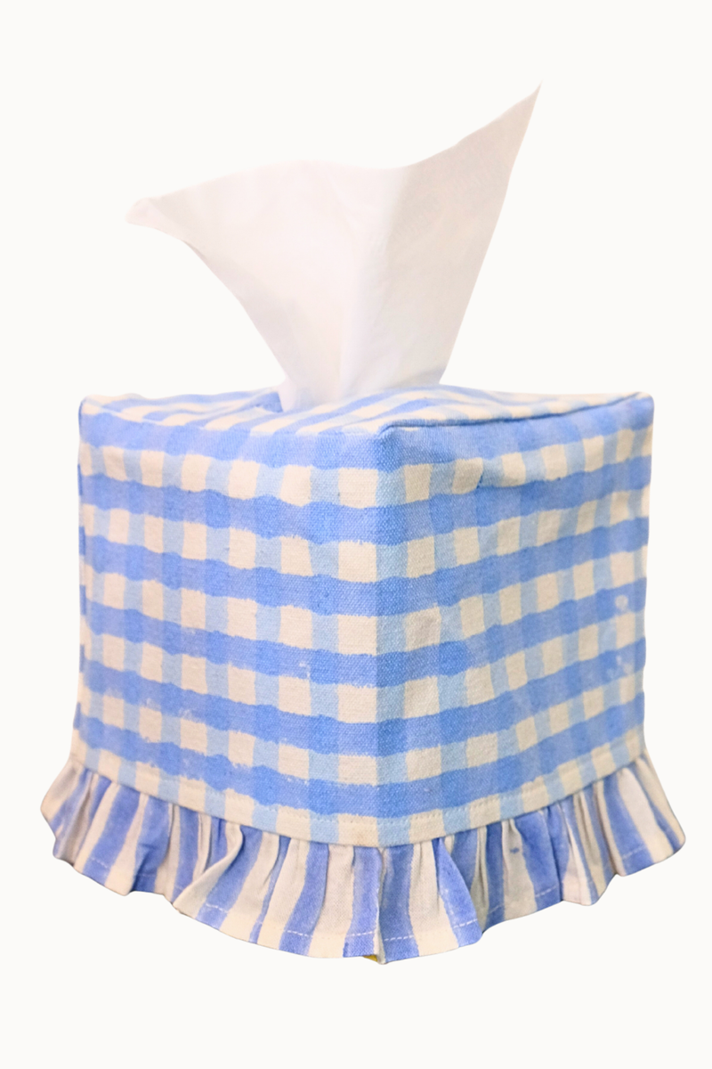 Inner Child Mona Blockprint Ruffled Tissue Box Cover - Thumbnail 5