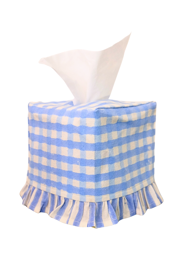 Inner Child Mona Blockprint Ruffled Tissue Box Cover - Thumbnail 2