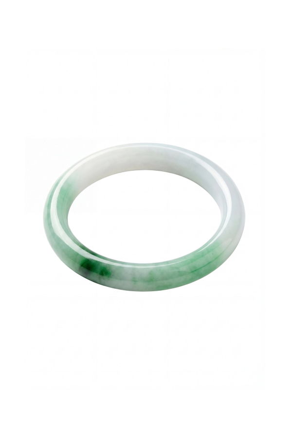 seree Koi Mottled round jade stone bangle - Light green