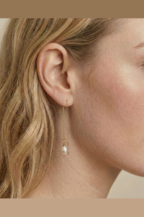 seree Lilith Pearl Thread Earrings