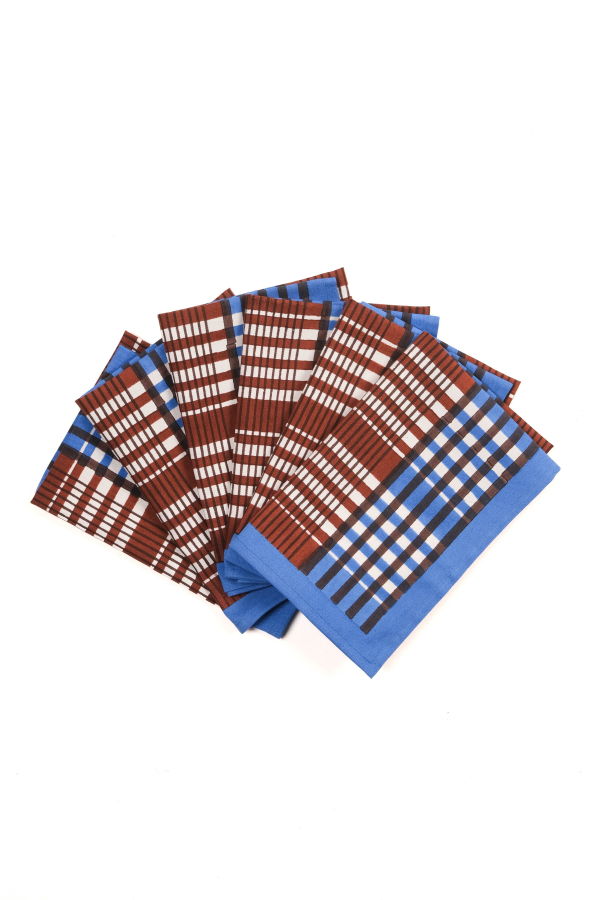Inner Child Shetland Plaid Blockprint Napkins Set of 4