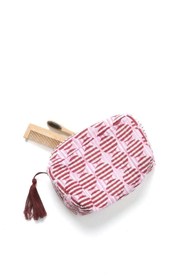 Inner Child Striped Circles Blockprint Makeup Bag