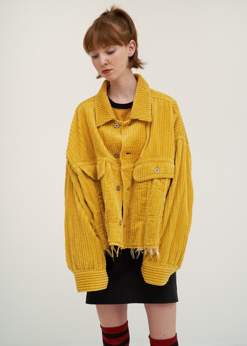 Doublet Cut Off Oversized Corduroy Jacket - yellow | Garmentory