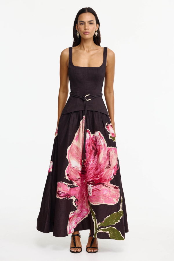 Acler Actonhill Maxi Dress - Garnet Magnolia