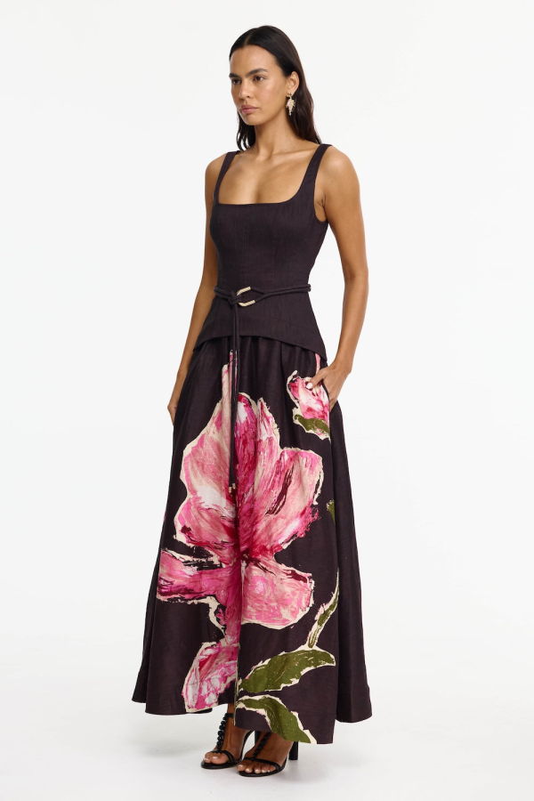 Acler Actonhill Maxi Dress - Garnet Magnolia