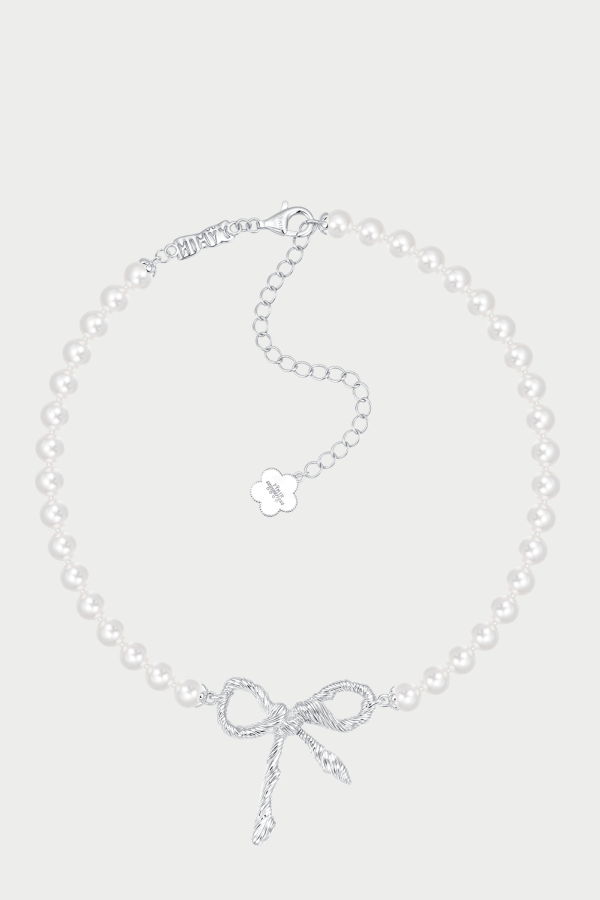 YVMIN Twisted Rope Bow Pearl Necklace