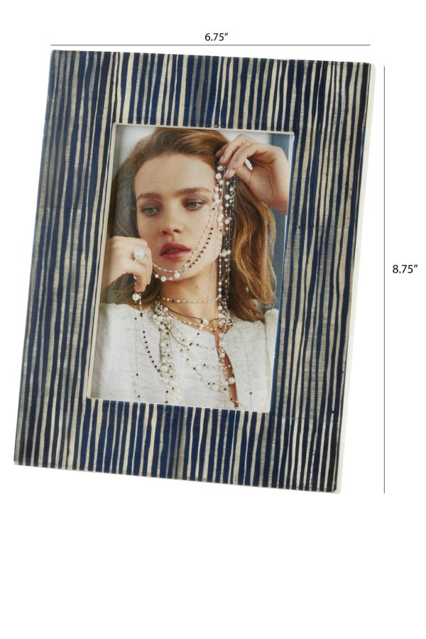 Saro Lifestyle Blue Line Bone Photo Frame