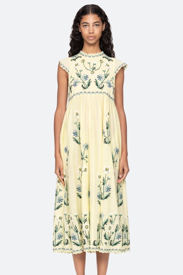 Sea NY Audra Embroidery Midi Dress