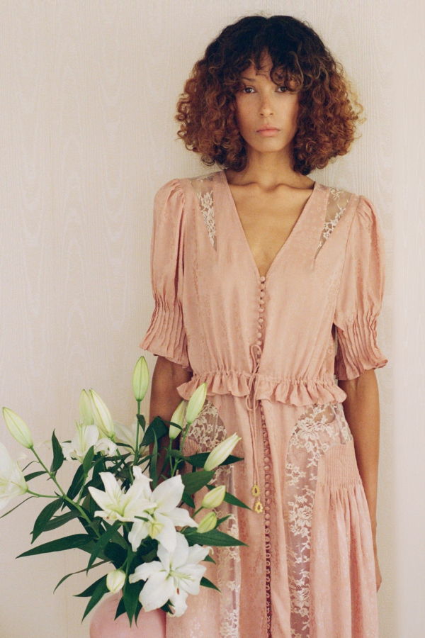 Sea NY Ethel Solid Puff Sleeve Midi Dress