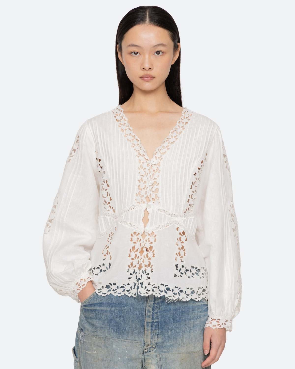 Sea NY Sofia Embroidery Long-Sleeve Blouse - Image 1 of 9