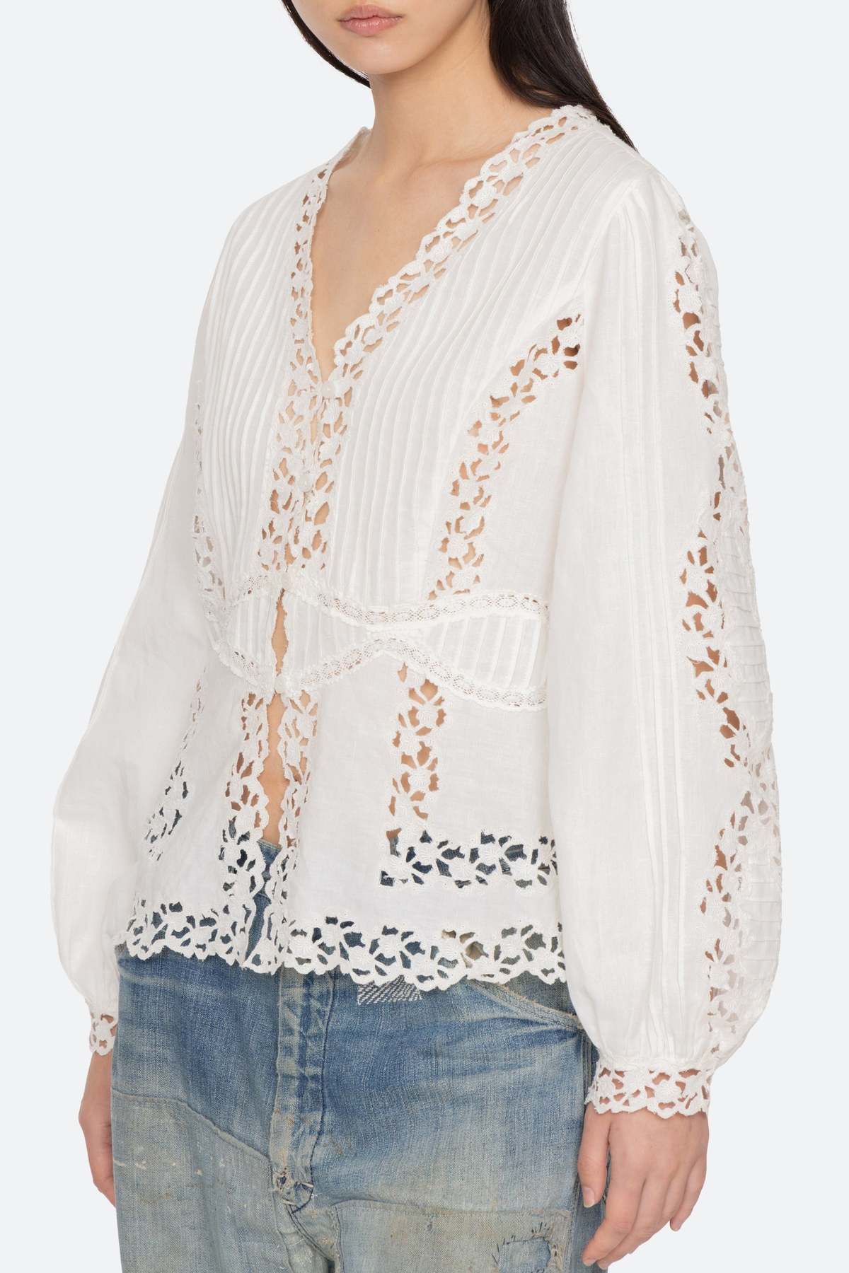 Sea NY Sofia Embroidery Long-Sleeve Blouse - Image 2 of 9
