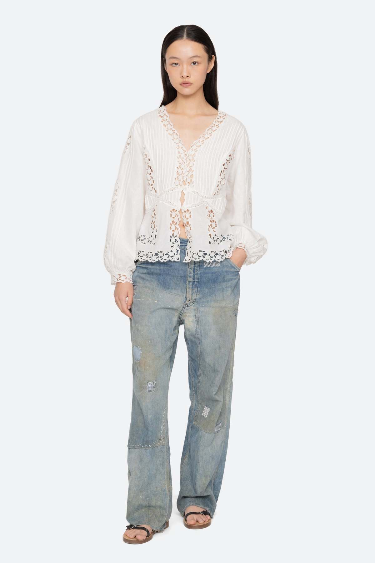 Sea NY Sofia Embroidery Long-Sleeve Blouse - Image 4 of 9