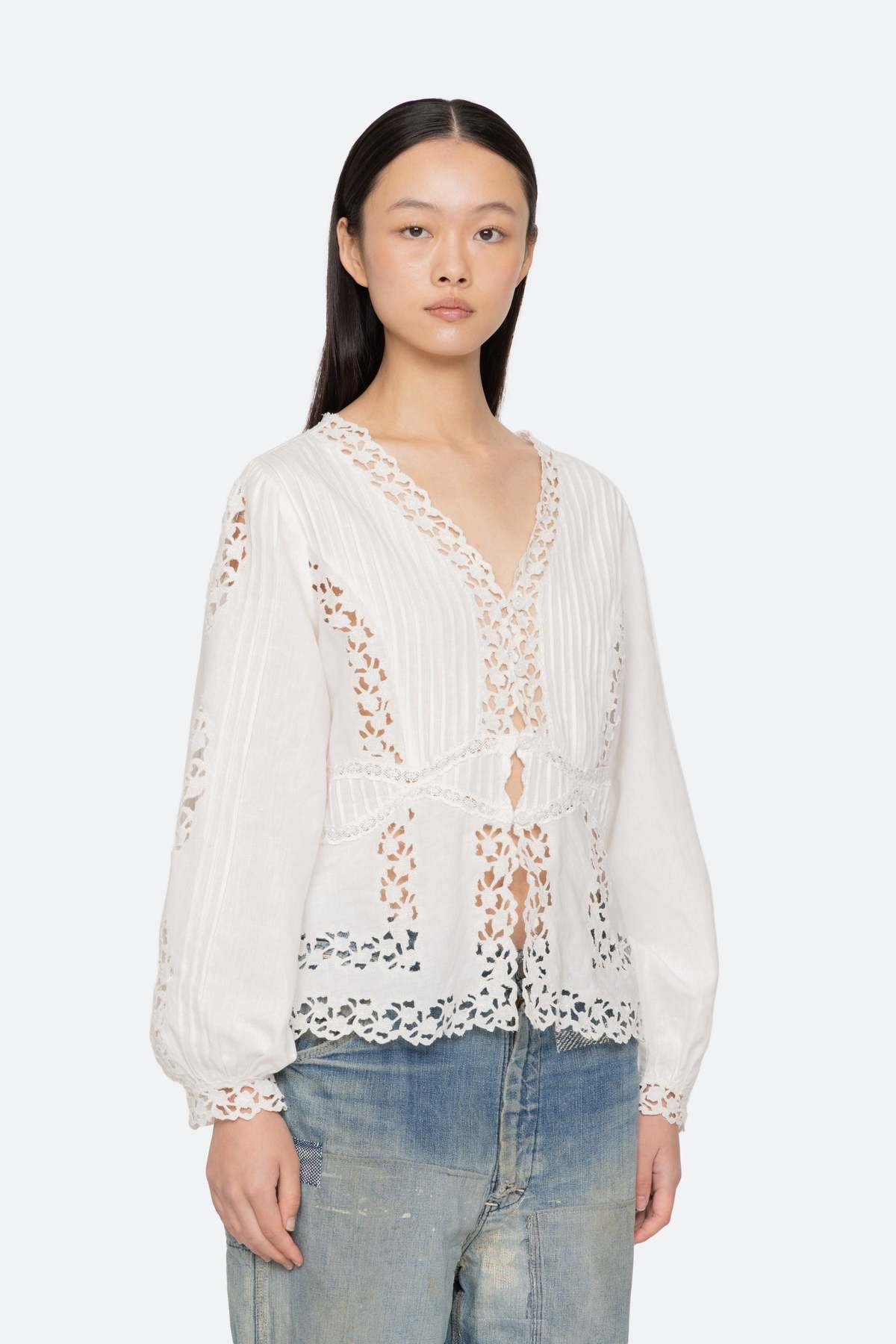 Sea NY Sofia Embroidery Long-Sleeve Blouse - Image 6 of 9