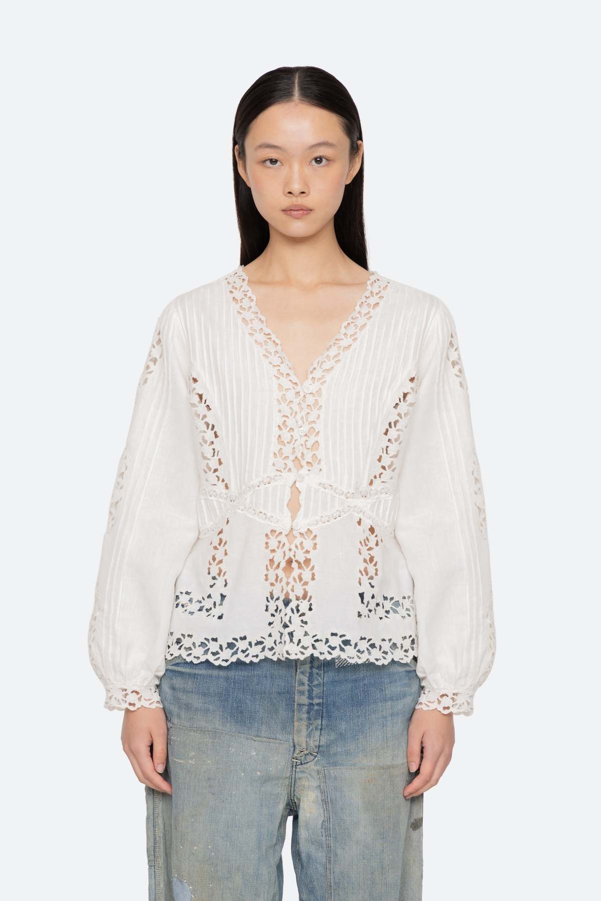Sea NY Sofia Embroidery Long-Sleeve Blouse - Image 8 of 9
