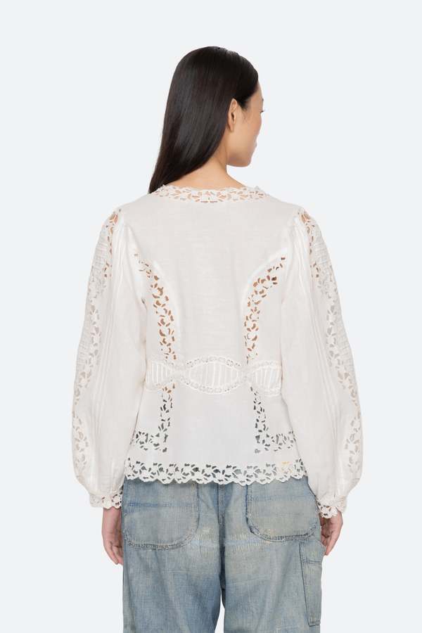 Sea NY Sofia Embroidery Long-Sleeve Blouse
