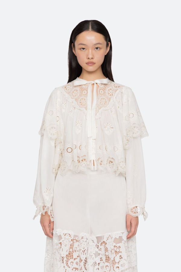 Sea NY Sofia Embroidery Long-Sleeve Top