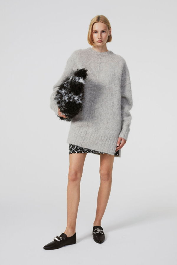 Rodebjer Alpaca Wool Knitted Dress Sweater - Heather Grey
