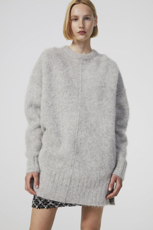 Rodebjer Alpaca Wool Knitted Dress Sweater - Heather Grey
