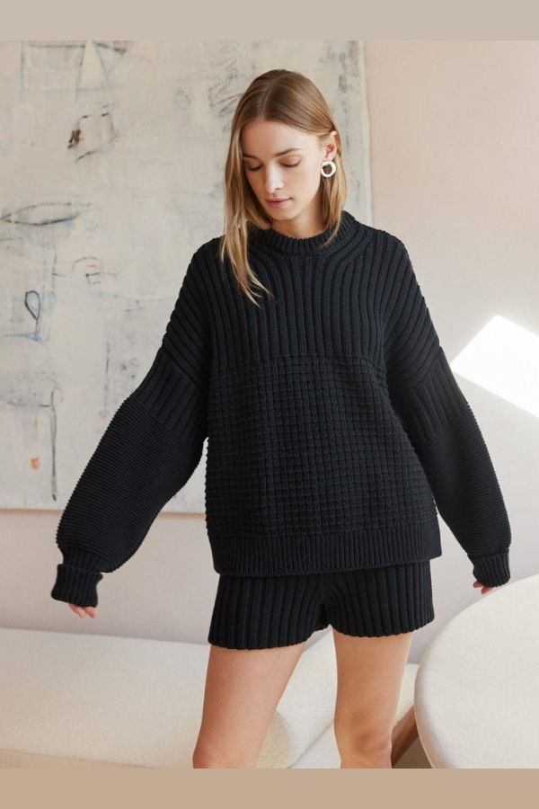 The Knotty Ones Delia Cotton Sweater - Black