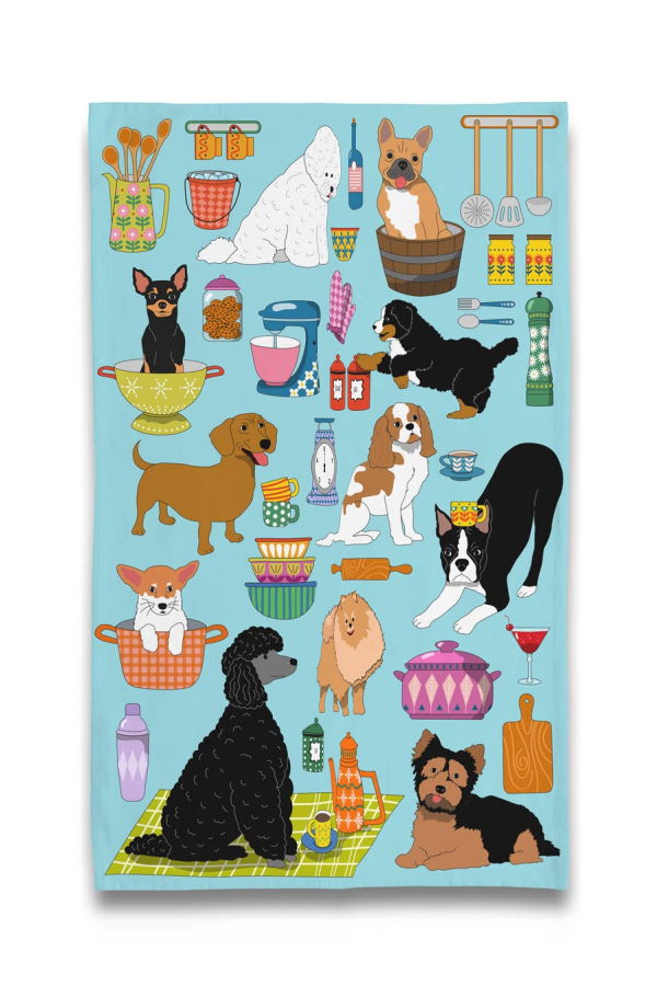 Naked Decor Puppy Dogs in the Kitchen Tea Towel