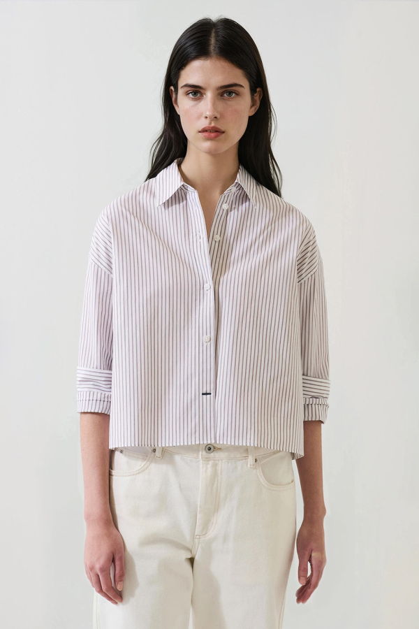 Patrick Assaraf Cotton Stripe Boxy Shirt