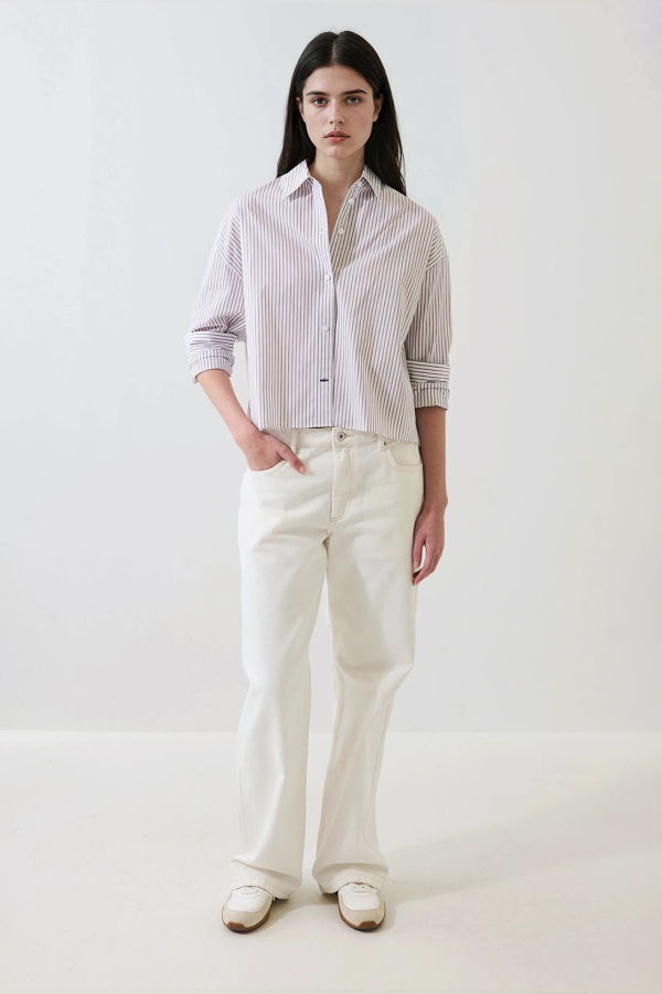 Patrick Assaraf Cotton Stripe Boxy Shirt