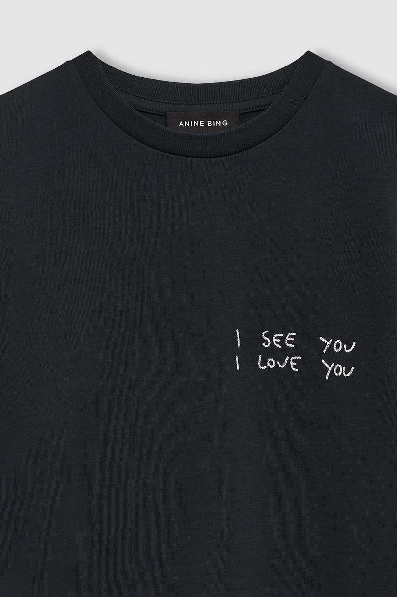Anine Bing Shelley Tee - I See You I Love You/Black