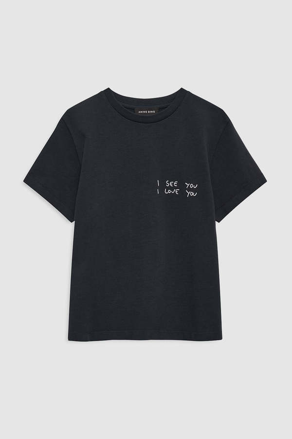 Anine Bing Shelley Tee - I See You I Love You/Black